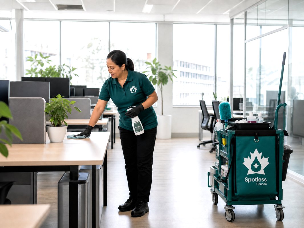 Spotless Canada employee cleaning a commercial facility